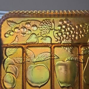 Vintage Amber Glass Fruit Tray